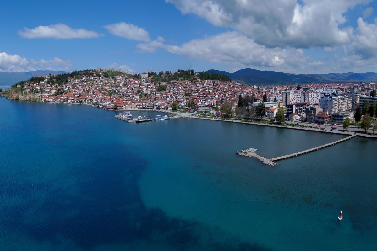 Nosrth Macedonia Ohrid Panorama from drone