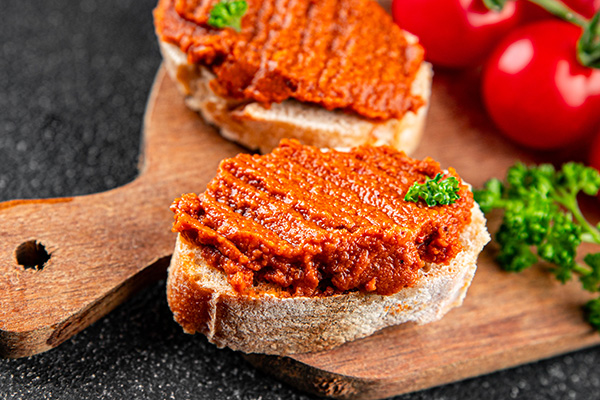 Ajvar (North Macedonia, Serbia)  – Roasted red pepper spread, smoky flavour.