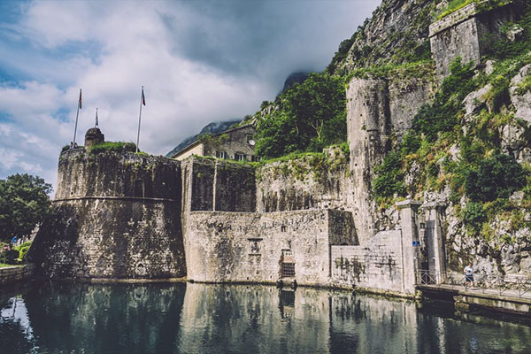 Kotor fortress wall and Old Town