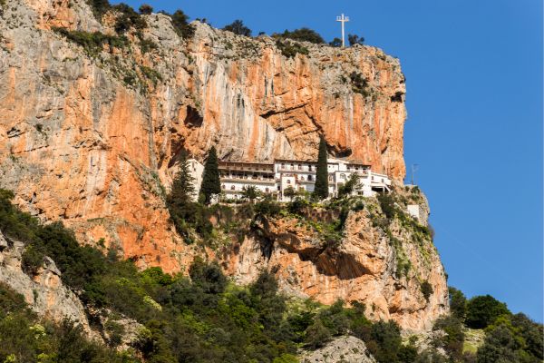 Elonas Monastery, Laconia: Historic Greek Orthodox monastery set on a hillside, known for its serene surroundings and traditional architecture