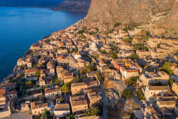 Monemvasia, Laconia: Fortress town on a rocky islet with preserved Byzantine and Venetian architecture
