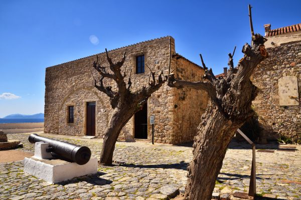 Monemvasia, Laconia: Medieval fortress town on a rocky islet with narrow streets, Byzantine and Venetian architecture