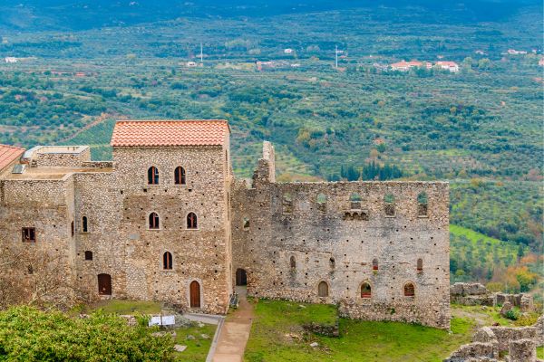 Despot’s Palace, Mystras,: Ruins of the 14th-century Byzantine palace overlooking the fortified medieval town